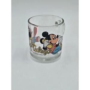 Vintage Anchor Hocking Disney Mickey Minnie Phone Glass Mug